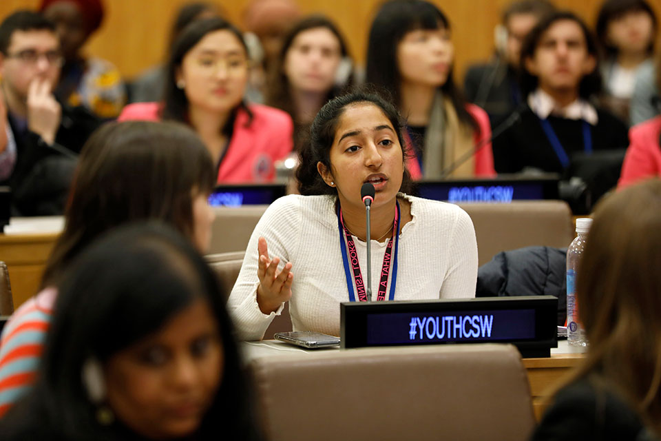 youth delegate speaks on the floor of the United Nations